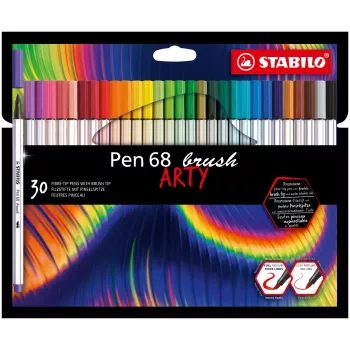 STABILO Pen 68 brush ARTY Edition Brush Pen Set - 30 Assorted Colors in Cardboard Case