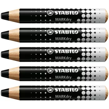 STABILO MARKdry Sausai trinamas pieštukas lentoms, juodas, 5 vnt.