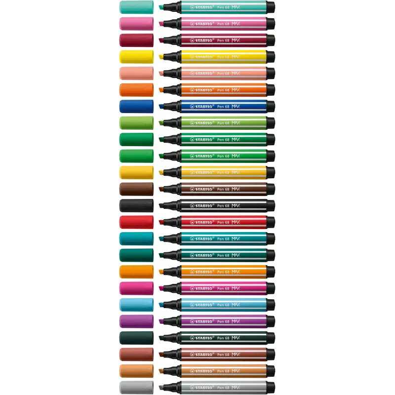STABILO Pen 68 MAX 6-Pack Arty Edition flomasteriai su kaltiniu antgaliu