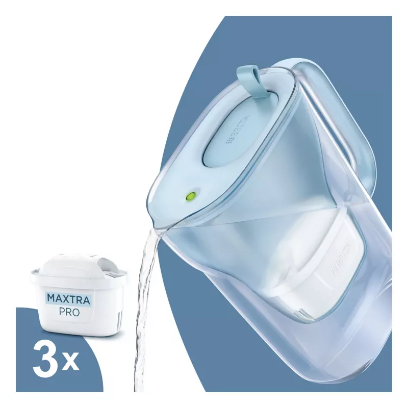 BRITA Style Eco vandens filtravimo ąsotis, Glacier Blue, su 3 MAXTRA PRO All-in-1 kasetėmis