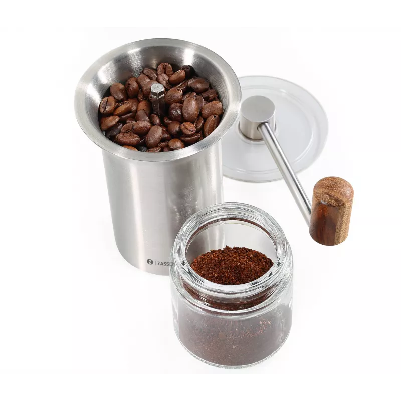 Zassenhaus Kavos Malūnėlis BARISTA Nerūdijantis Plienas / Stiklas Rankinis Keraminis Girnapusinis Malūnėlis