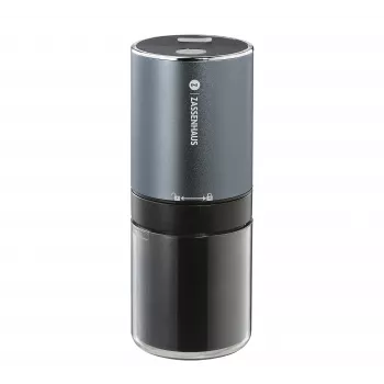 Zassenhaus Mini Master USB kavos malūnėlis, kūginiai keraminiai girnos, įkraunamas, juodas/sidabrinis