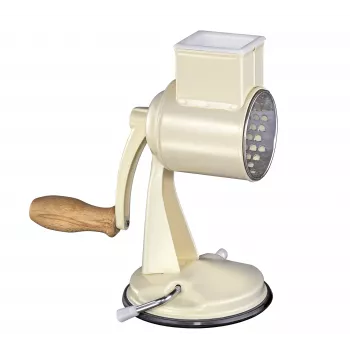 Zassenhaus Drum Grater Classic Cream - Trifazis būgninis tarka su nerūdijančio plieno būgnais, siurbimo pagrindu, ergonomiška rankena