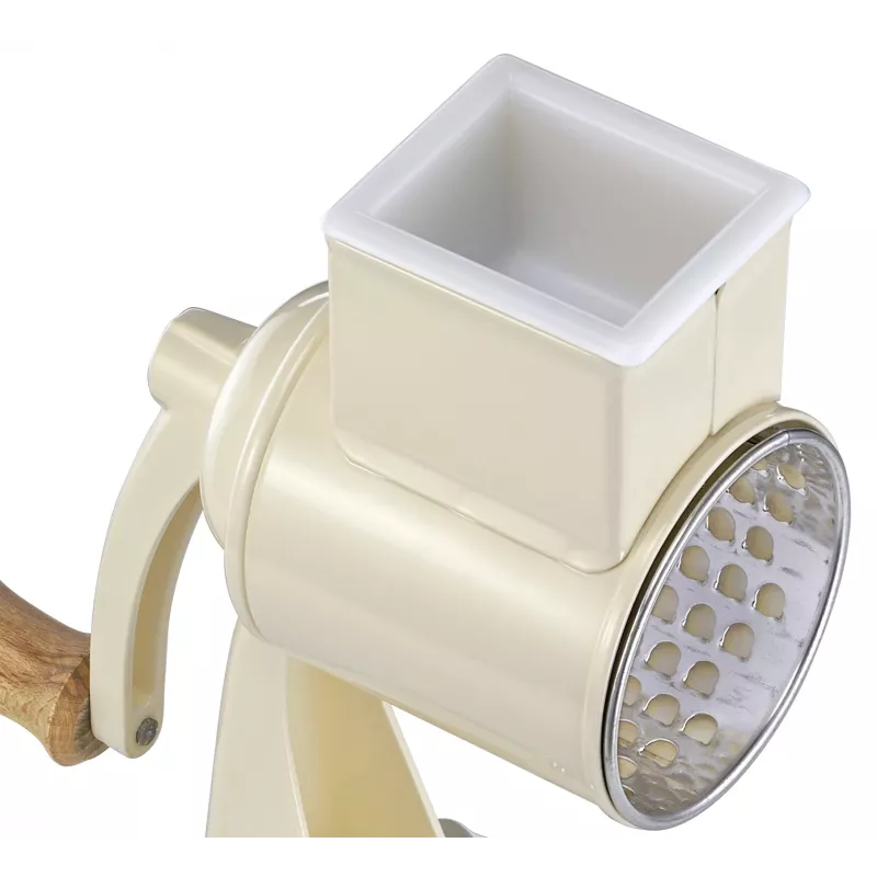 Zassenhaus Drum Grater Classic Cream - Trifazis būgninis tarka su nerūdijančio plieno būgnais, siurbimo pagrindu, ergonomiška rankena