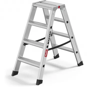 Hailo Master D100 2 x 4 pakopų kopėčios – dvipusės aliumininės kopėčios, 150 kg talpa, EN 131