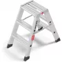 Hailo Master D80 2 x 3 pakopų dvipusė sulankstoma kopėčios, aliuminio, 150 kg apkrova, EN 131