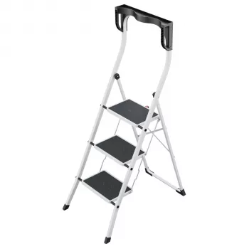 Hailo K75 ComfortLine 3 pakopų saugos kopėčios, sidabrinė/juoda, 150 kg talpa