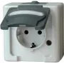HEINRICH KOPP Kištukinis lizdas Schuko 1-vietis paviršinis drėgmei atsparus IP44 pilkas 16A 250V (103356006)