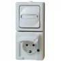 HEINRICH KOPP Kombination vertikalus jungiklis/Schuko lizdas, paviršinis, drėgmei atsparus IP44, Arktis Arctic White (130802000)