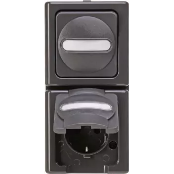Heinrich Kopp BlueElectric Surface-Mounted Socket Combination Anthracite IP44 Glazed