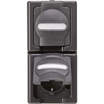Heinrich Kopp BlueElectric 2-Gang Surface-Mounted Socket Outlet IP44 Anthracite Glossy with Hinged Lid