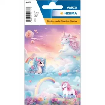 HERMA VARIO Happy Unicorns mokyklinės etiketės - 8 vnt. pakuotė