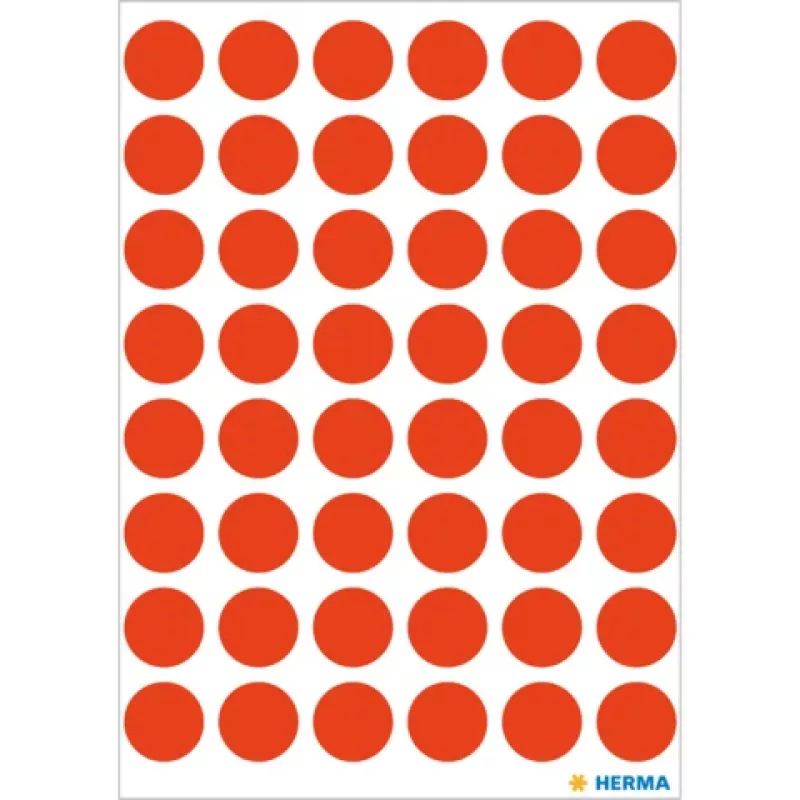 HERMA Round Labels 13 mm Neon Red (240 Labels) - Manual Application