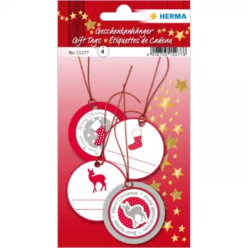 HERMA Kalėdiniai 3D lipdukai raudoni sidabriniai popieriniai 4 vnt 50 mm