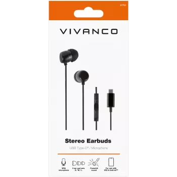 Vivanco Stereo USB-C In-Ear Ausinės, Juodos (61752)
