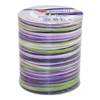 C.E. PATTBERG Raffia dovanų juostelė matinė violetinė/žalia/balta 3,0 mm x 50,0 m