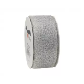 C.E. Pattberg Metallic Lace Gift Ribbon Glossy Silver 40 mm x 20 m