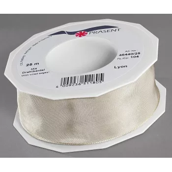 C.E. Pattberg Dovanų juostelė LYON Glossy Creme 40,0 mm x 25,0 m