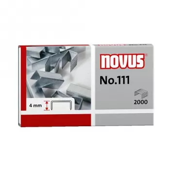 Novus No.111 Kabės - 4 mm - 2000 vnt. - 15 lapų - Metalas - Pilka
