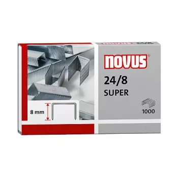 Novus Dahle Novus 24/8 SUPER Sąvaržėlių Pakuotė - 8 mm - 1000 vnt. - Nerūdijantis Plienas