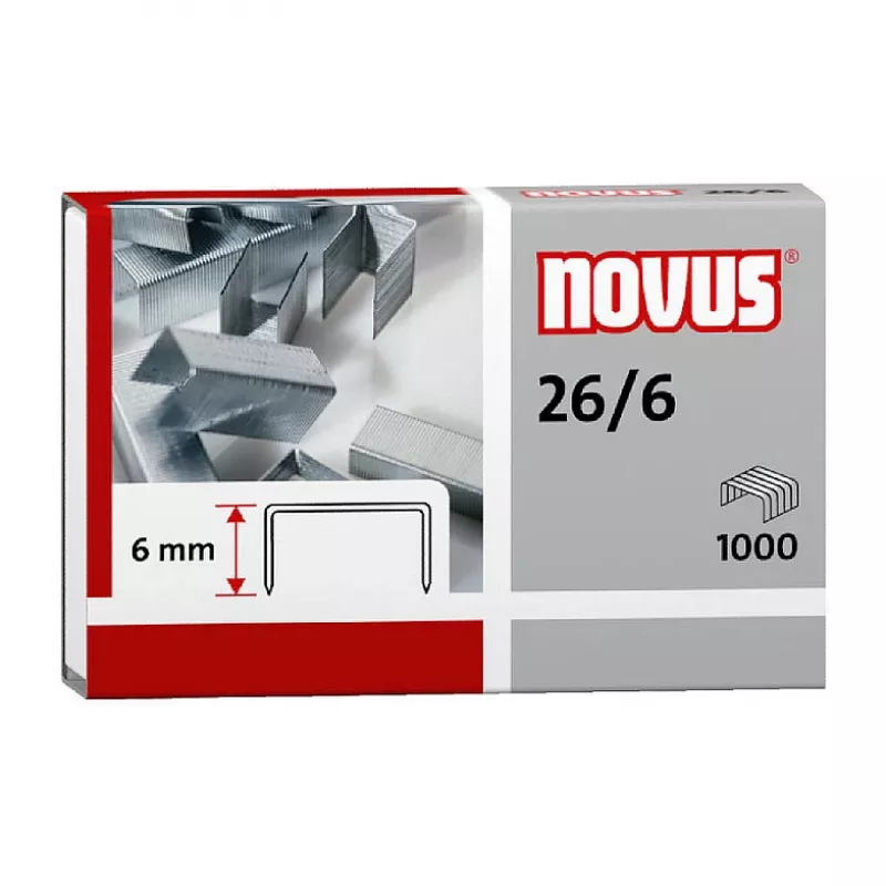 Novus Dahle Novus 26/6 Staple Pack - 6 mm - 1000 Staples - Galvanized Steel - Silver