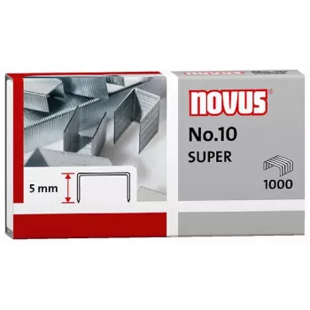 Novus Dahle No.10 SUPER Segtukai - 5 mm kojelės ilgis - Nerūdijantis plienas - 1000 vnt. - Talpa iki 20 lapų