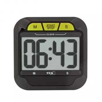 TFA Dostmann skaitmeninis laikmatis ir chronometras su dideliais skaitmenimis, juodas (38.2054.01)