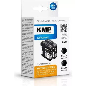 KMP B123B Juodas rašalo kasetė suderinama su Brother LC123/LC125/LC127/LC129 - 18ml - 600 puslapių - 1 pak.