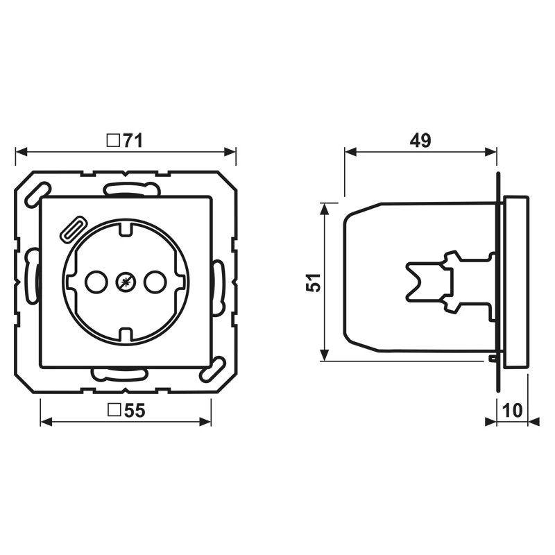 JUNG A 1520-18 C SCHUKO kištukinis lizdas 16 A su USB įkrovikliu (JUNG Quick Charge) 1 x C tipo, Safety Plus, AS serija, baltas (dramblio kaulo)