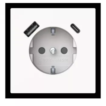 Busch-Jaeger SCHUKO / USB-A+C Socket Safety+ 20 EUCB2USBAC-44G Studio White