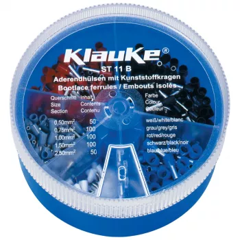 KLAUKE ST 11 B Izoliuotų laidų galių rinkinys – 625 vnt., 0,5-10 mm², pilka/juoda dėžutė