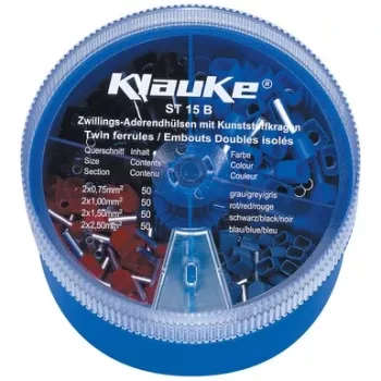 Klauke kabelių gnybtų įvorių rinkinys, 1000 vnt., 0,5–2,5 mm²
