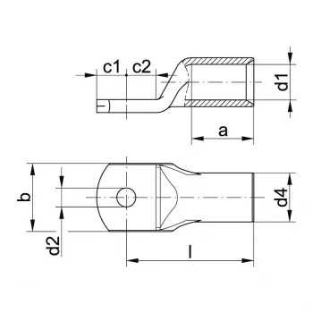 Klauke 4R12MS vamzdinis kabelio antgalis 25mm² M12 E-Cu galvanizuotai skardintas su patikrinimo anga