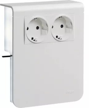 HAGER Device Carrier SL201159009016 2-Gang Socket Outlet 20x115mm Traffic White (RAL 9016)