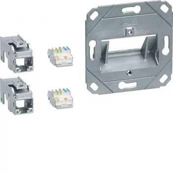 Hager GMKSRJ45C6A2 Jungimo modulis 2x RJ45 Cat.6a UAE centrinei plokštei 2-jų lizdų, halogenų neturintis
