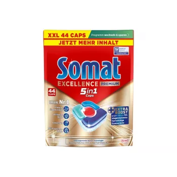 Somat Excellence Premium 5in1 Indų Plovimo Tabletės 44 Vnt.