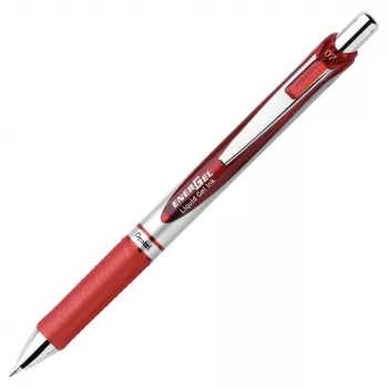 Pentel EnerGel Retractable Gel Pen - Black - Blue - Green - Red - Multicolour - Silver - Plastic - Rubber - Bold - Round