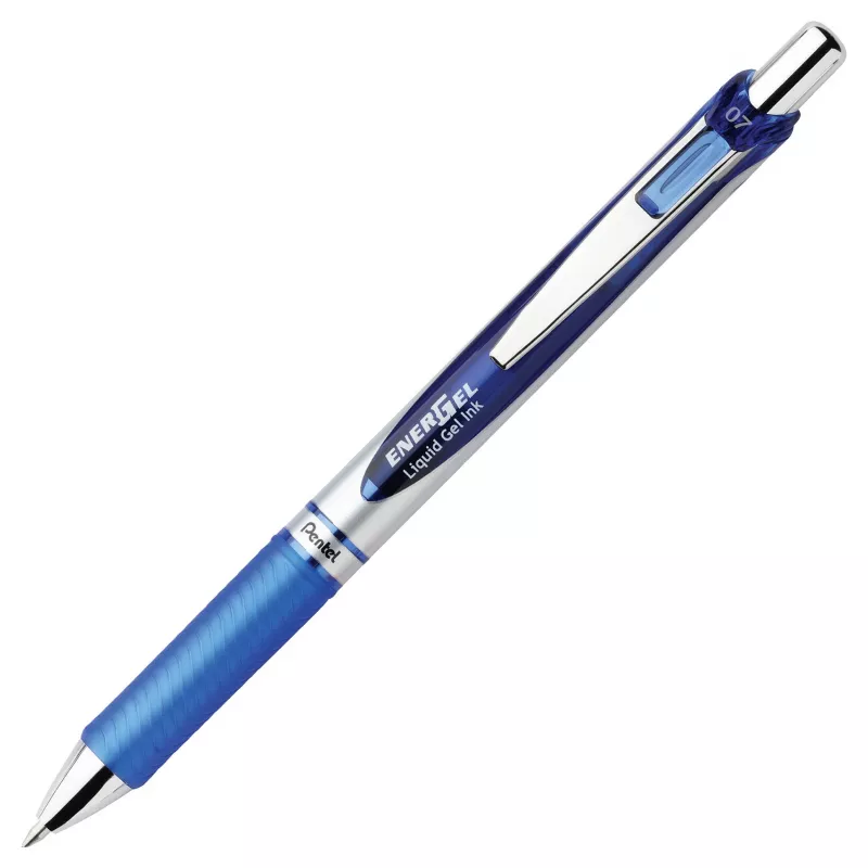 Pentel EnerGel Retractable Gel Pen - Black - Blue - Green - Red - Multicolour - Silver - Plastic - Rubber - Bold - Round