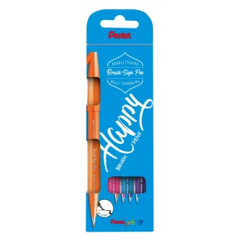 Pentel Sign Pen Brush Pen Set 4 Spalvos Juoda Raudona Mėlyna Žalia