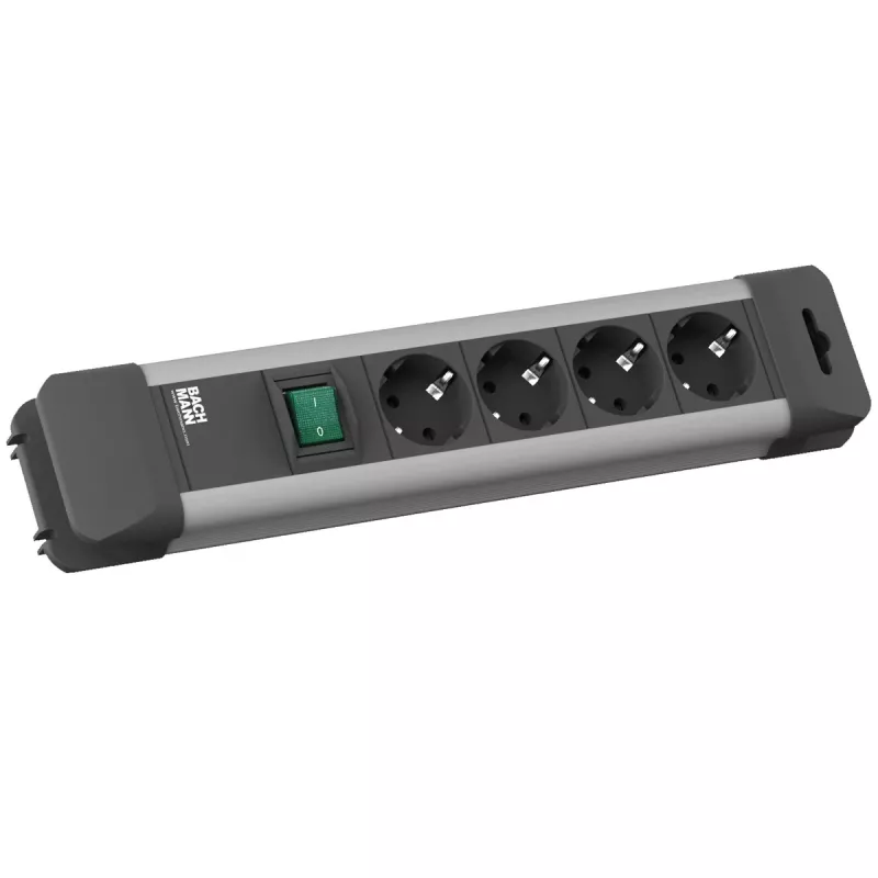Bachmann CONNECT US Power Strip - 4 Outlets, 1,8m Cable, Black