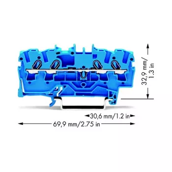 WAGO 2002-1404 Praeinamoji gnybtų jungtis, 2 laidininkai, 800V, 24A, pilka, Push-in CAGE CLAMP