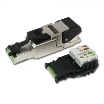 Telegärtner RJ45 Connector MFP8 Cat.6a (Deep), T568A Pre-Assembled Dust Cap, Robust Die-Cast Zinc Housing - 1 Piece (J00026A2004)