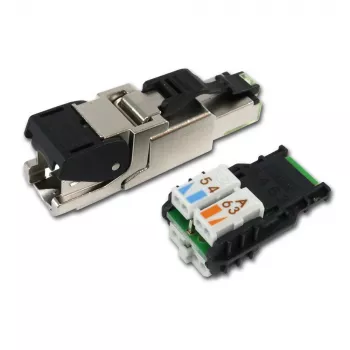 Telegärtner RJ45 Connector MFP8 Cat.6a (Deep), T568A Pre-Assembled Dust Cap, Robust Die-Cast Zinc Housing - 1 Piece (J00026A2004)