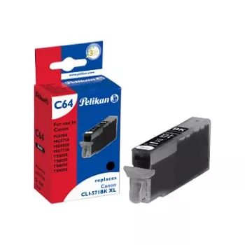 Pelikan rašalo kasetė, skirta Canon CLI-571BK XL, juoda, didelės išeigos, 11.5 ml