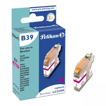 Pelikan suderinama rašalo kasetė, skirta Brother LC223M, purpurinė, 10 ml, 550 puslapių