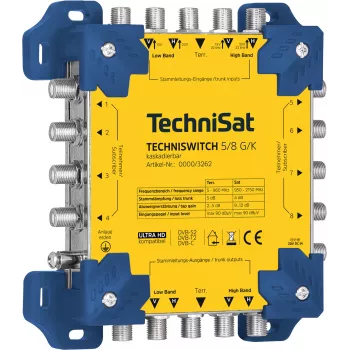 TechniSat TECHNISWITCH 5/8 G/K Multiswitch, 8 Outputs, 4 Satellite Inputs, 1 Terrestrial Input, DiSEqC 2.0