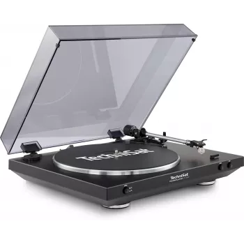 TechniSat TechniPlayer LP 200 Patefonas - Juodas/Sidabrinis - Pavaros Diržas - 33/45/78 aps./min. - USB Skaitmeninimas - RCA Išvestis