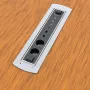 Kindermann CablePort Turn stalviršinis įleidžiamas blokas su 2 Schuko lizdais, 2 RJ45 CAT6, 2 HDMI, 1 USB-A 3.0, 360° sukimu, sidabrinis/juodas