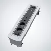 Kindermann CablePort Turn stalviršinis įleidžiamas blokas su 2 Schuko lizdais, 2 RJ45 CAT6, 2 HDMI, 1 USB-A 3.0, 360° sukimu, sidabrinis/juodas
