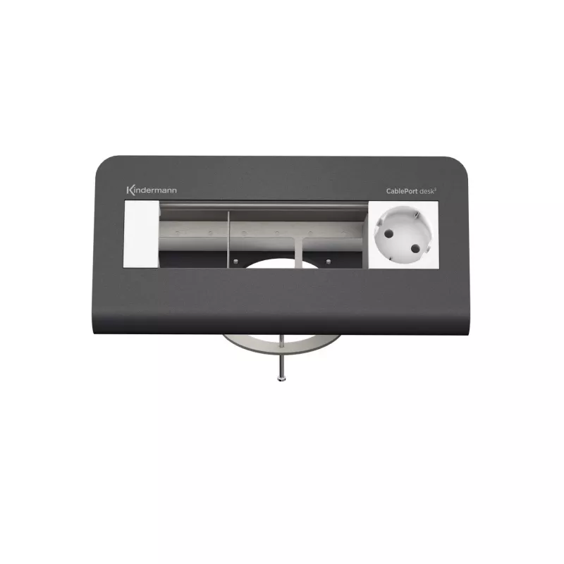 Kindermann CablePort desk² 80 4 vietų stalinis maitinimo modulis, juodas